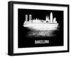 Barcelona Skyline Brush Stroke - White-NaxArt-Framed Art Print