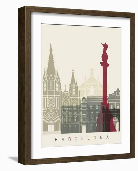 Barcelona Skyline Poster-paulrommer-Framed Art Print