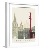 Barcelona Skyline Poster-paulrommer-Framed Art Print
