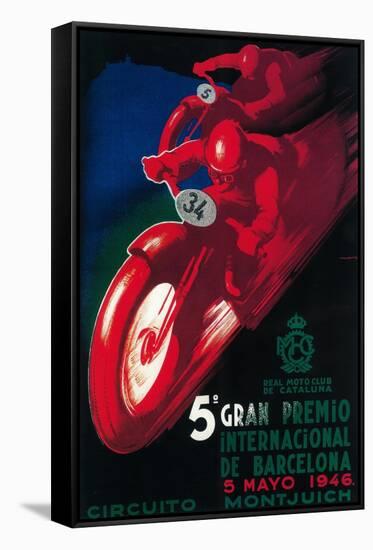 Barcelona, Spain - 5 Gran Premio International Motorcycle Poster-Lantern Press-Framed Stretched Canvas
