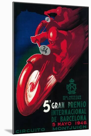 Barcelona, Spain - 5 Gran Premio International Motorcycle Poster-Lantern Press-Mounted Art Print