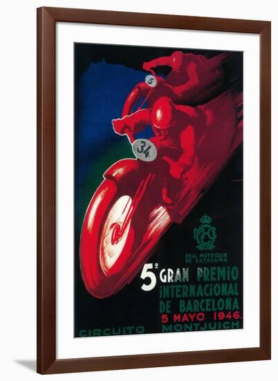 Barcelona, Spain - 5 Gran Premio International Motorcycle Poster-Lantern Press-Framed Art Print