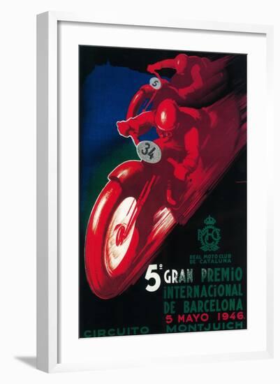 Barcelona, Spain - 5 Gran Premio International Motorcycle Poster-Lantern Press-Framed Art Print