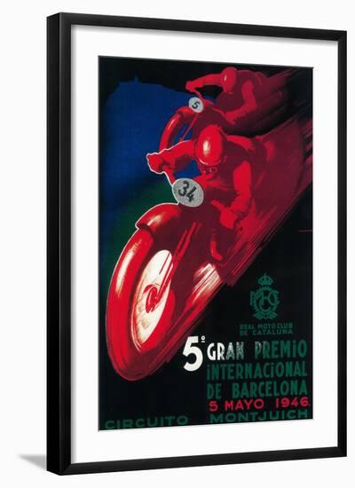 Barcelona, Spain - 5 Gran Premio International Motorcycle Poster-Lantern Press-Framed Art Print