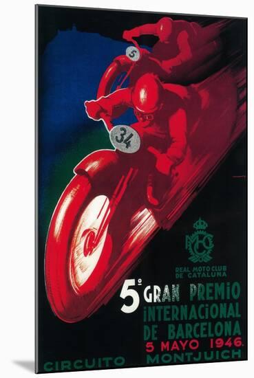 Barcelona, Spain - 5 Gran Premio International Motorcycle Poster-Lantern Press-Mounted Art Print