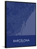 Barcelona, Spain Blue Map-null-Framed Poster