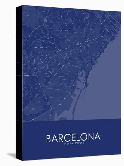 Barcelona, Spain Blue Map-null-Stretched Canvas