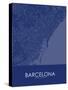 Barcelona, Spain Blue Map-null-Stretched Canvas