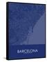 Barcelona, Spain Blue Map-null-Framed Stretched Canvas