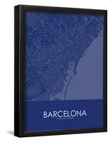 Barcelona, Spain Blue Map-null-Framed Poster