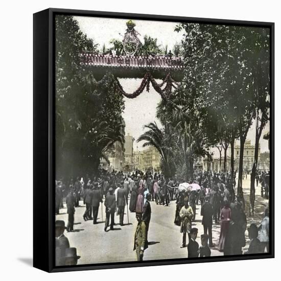 Barcelona (Spain), Celebration of 1888, Rambla De Canaletas-Leon, Levy et Fils-Framed Stretched Canvas