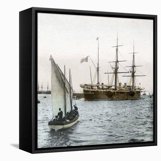 Barcelona (Spain), Celebration of 1888, the Spanish Cruiser "La Castilla "-Leon, Levy et Fils-Framed Stretched Canvas