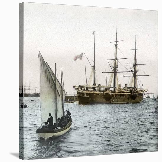 Barcelona (Spain), Celebration of 1888, the Spanish Cruiser "La Castilla "-Leon, Levy et Fils-Stretched Canvas