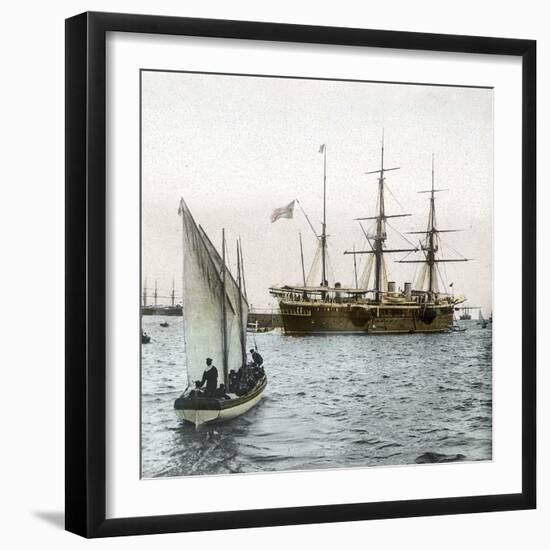 Barcelona (Spain), Celebration of 1888, the Spanish Cruiser "La Castilla "-Leon, Levy et Fils-Framed Photographic Print