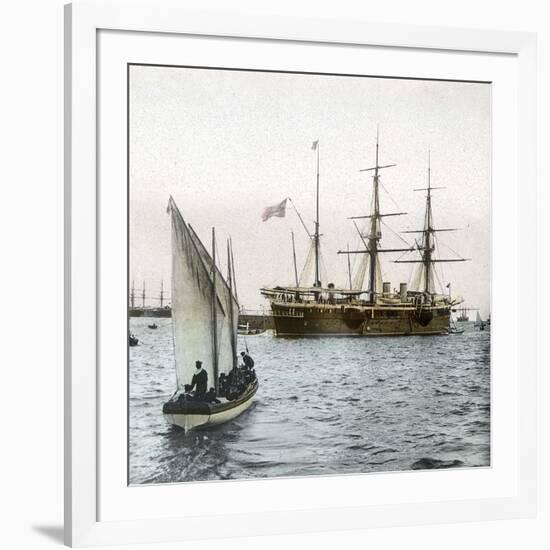 Barcelona (Spain), Celebration of 1888, the Spanish Cruiser "La Castilla "-Leon, Levy et Fils-Framed Photographic Print