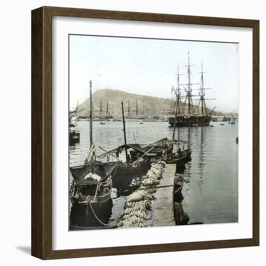 Barcelona (Spain), Celebration of 1888, the Spanish Frigate "La Blanca"-Leon, Levy et Fils-Framed Photographic Print