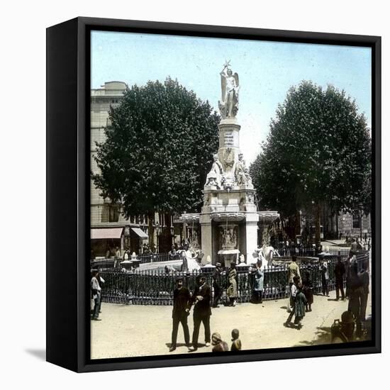 Barcelona (Spain), Fountain on the Palace Square-Leon, Levy et Fils-Framed Stretched Canvas