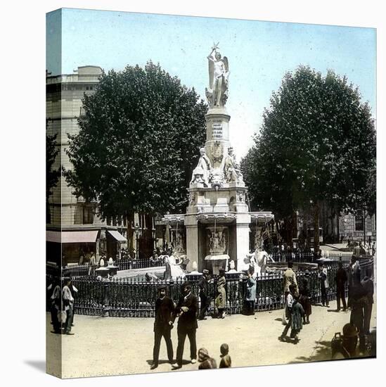 Barcelona (Spain), Fountain on the Palace Square-Leon, Levy et Fils-Stretched Canvas