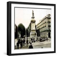 Barcelona (Spain), Isabella II Boardwalk and the Statue of Lopez-Leon, Levy et Fils-Framed Photographic Print