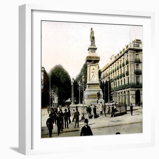 Barcelona (Spain), Isabella II Boardwalk and the Statue of Lopez-Leon, Levy et Fils-Framed Photographic Print