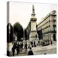 Barcelona (Spain), Isabella II Boardwalk and the Statue of Lopez-Leon, Levy et Fils-Stretched Canvas