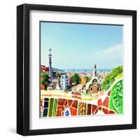 Barcelona, Spain - July 19: Ceramic Mosaic Park Guell On July 19, 2013 In Barcelona, Spain-Vladitto-Framed Art Print