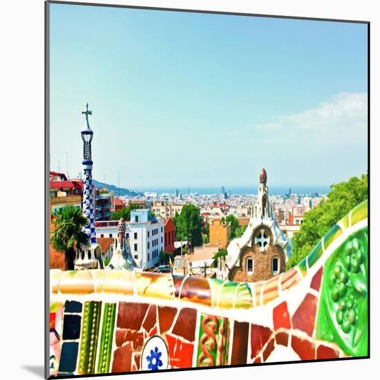 Barcelona, Spain - July 19: Ceramic Mosaic Park Guell On July 19, 2013 In Barcelona, Spain-Vladitto-Mounted Art Print