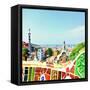 Barcelona, Spain - July 19: Ceramic Mosaic Park Guell On July 19, 2013 In Barcelona, Spain-Vladitto-Framed Stretched Canvas