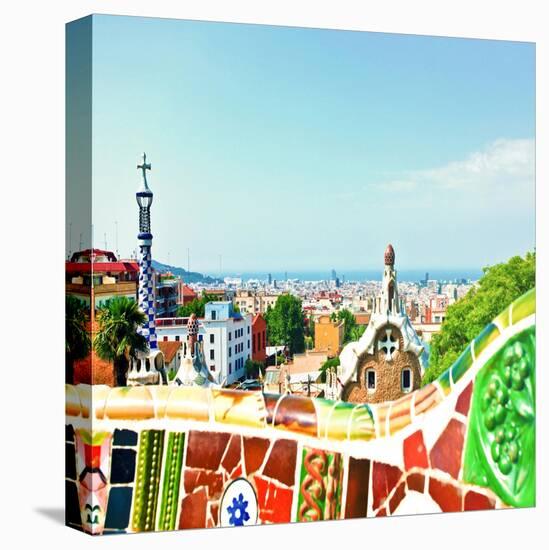 Barcelona, Spain - July 19: Ceramic Mosaic Park Guell On July 19, 2013 In Barcelona, Spain-Vladitto-Stretched Canvas