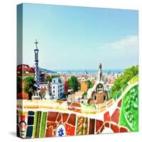 Barcelona, Spain - July 19: Ceramic Mosaic Park Guell On July 19, 2013 In Barcelona, Spain-Vladitto-Stretched Canvas