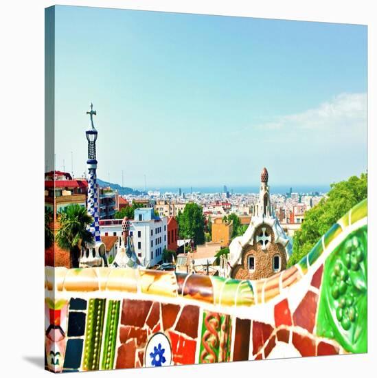 Barcelona, Spain - July 19: Ceramic Mosaic Park Guell On July 19, 2013 In Barcelona, Spain-Vladitto-Stretched Canvas