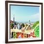 Barcelona, Spain - July 19: Ceramic Mosaic Park Guell On July 19, 2013 In Barcelona, Spain-Vladitto-Framed Art Print