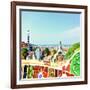 Barcelona, Spain - July 19: Ceramic Mosaic Park Guell On July 19, 2013 In Barcelona, Spain-Vladitto-Framed Art Print