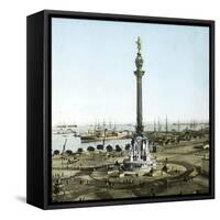 Barcelona (Spain), Monument to Christopher Columbus-Leon, Levy et Fils-Framed Stretched Canvas