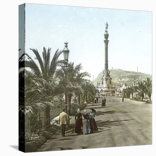 Barcelona (Spain), Monument to Christopher Columbus-Leon, Levy et Fils-Stretched Canvas