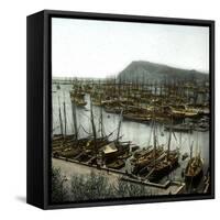 Barcelona (Spain), Overview of the Port-Leon, Levy et Fils-Framed Stretched Canvas