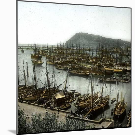 Barcelona (Spain), Overview of the Port-Leon, Levy et Fils-Mounted Photographic Print