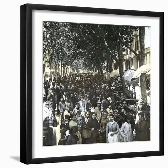 Barcelona (Spain), Rambla De Las Flores-Leon, Levy et Fils-Framed Photographic Print