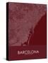 Barcelona, Spain Red Map-null-Stretched Canvas