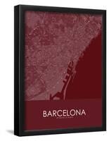 Barcelona, Spain Red Map-null-Framed Poster