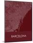 Barcelona, Spain Red Map-null-Mounted Poster