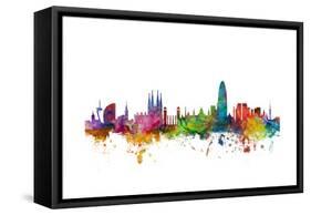 Barcelona Spain Skyline-Michael Tompsett-Framed Stretched Canvas