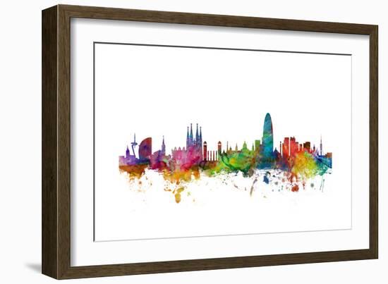 Barcelona Spain Skyline-Michael Tompsett-Framed Art Print