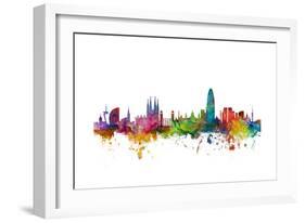 Barcelona Spain Skyline-Michael Tompsett-Framed Art Print