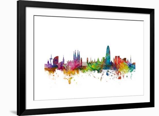 Barcelona Spain Skyline-Michael Tompsett-Framed Art Print