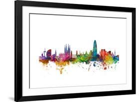 Barcelona Spain Skyline-Michael Tompsett-Framed Art Print