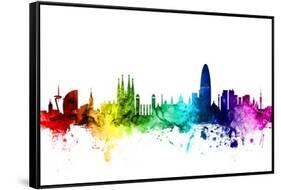 Barcelona Spain Skyline-Michael Tompsett-Framed Stretched Canvas