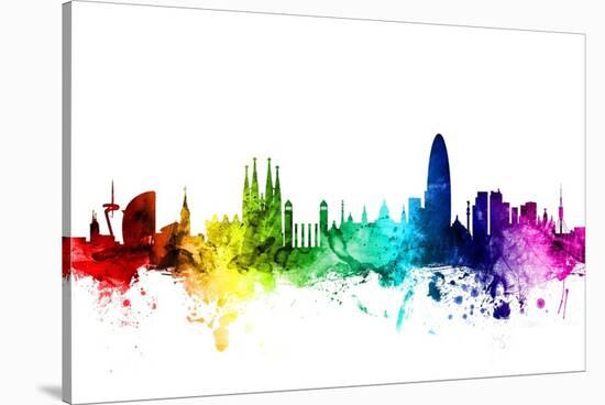 Barcelona Spain Skyline-Michael Tompsett-Stretched Canvas