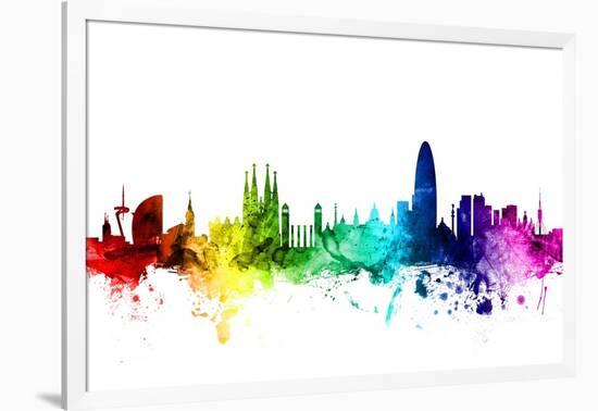 Barcelona Spain Skyline-Michael Tompsett-Framed Art Print