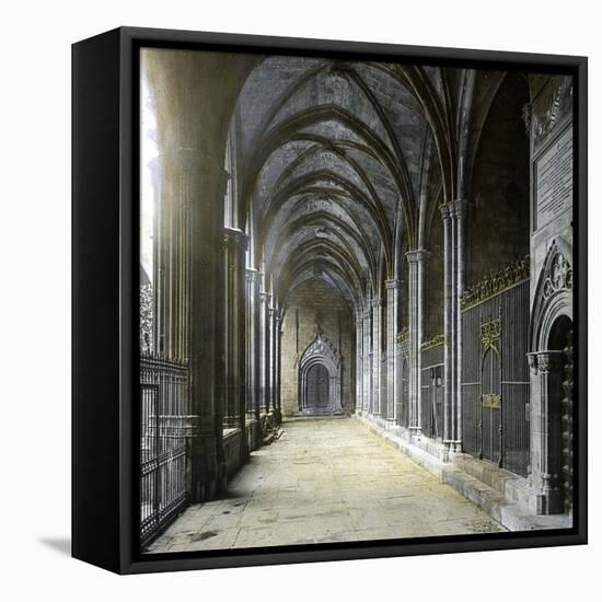 Barcelona (Spain), the Cathedral's Cloister-Leon, Levy et Fils-Framed Stretched Canvas